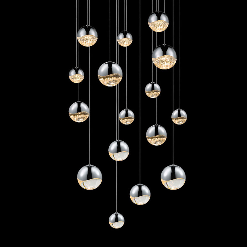 Sonneman Grapes 16-Light Crystal LED Pendant - Satin Nickel