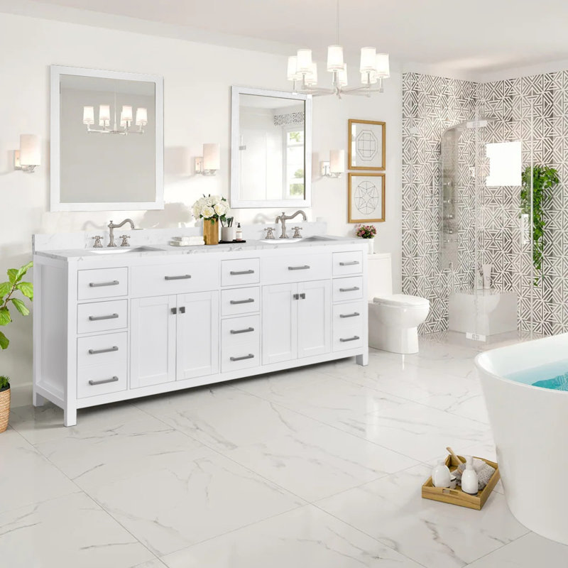 Base de meuble-lavabo blanc 84 po sans comptoir