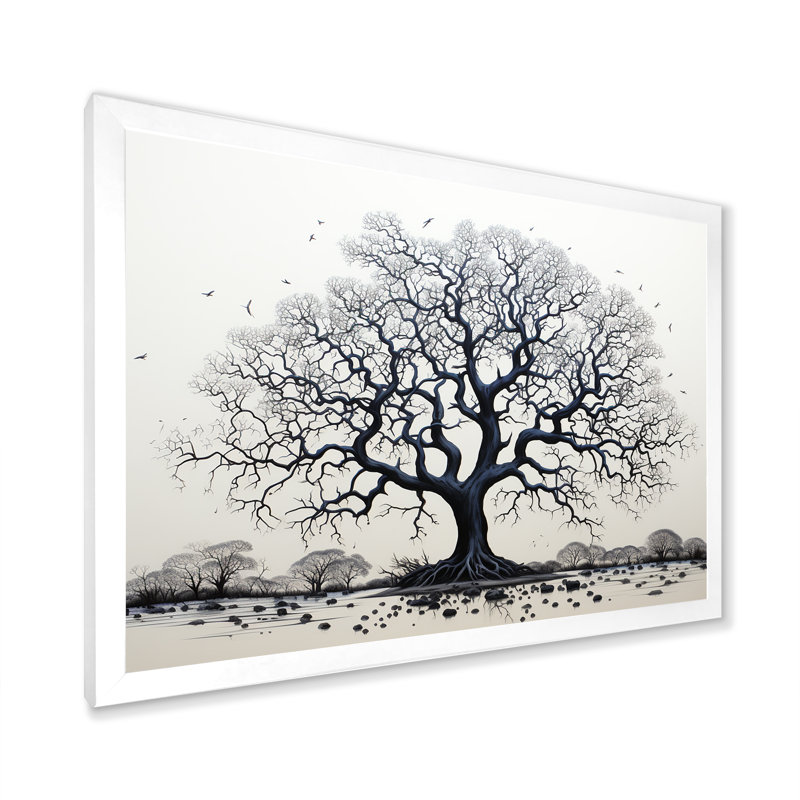 Arbre africain minimalisme II, Cadre photo blanc, H 34 po x l 44 po x P 1,5 po