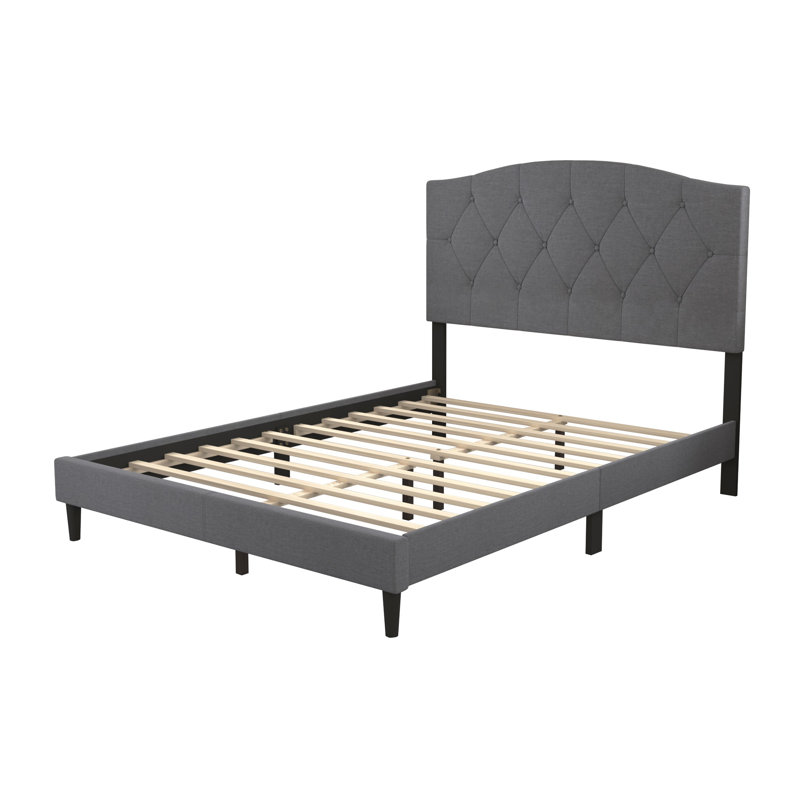 Lit plateforme tapissier Arndt, Très grand, Gris