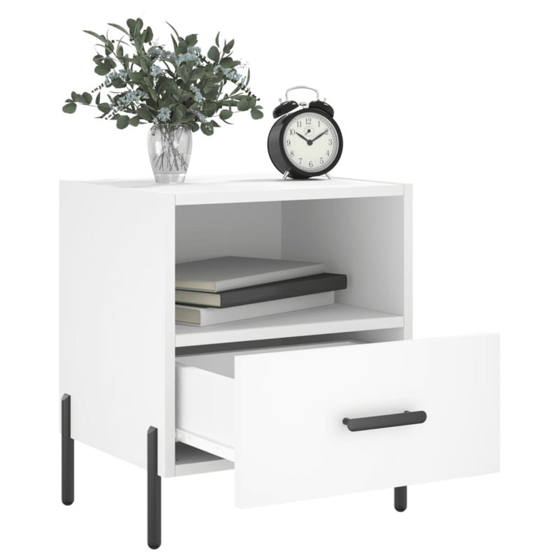 Abtal 40cm W Iron Bedside Table, White