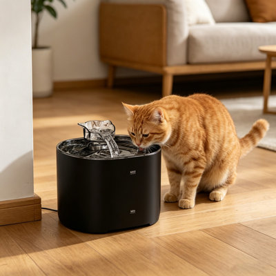 Distributeur d'eau pour animaux de compagnie, distributeur automatique d'eau intelligent, 5,91 x 5,91 x 3,94 po, noir