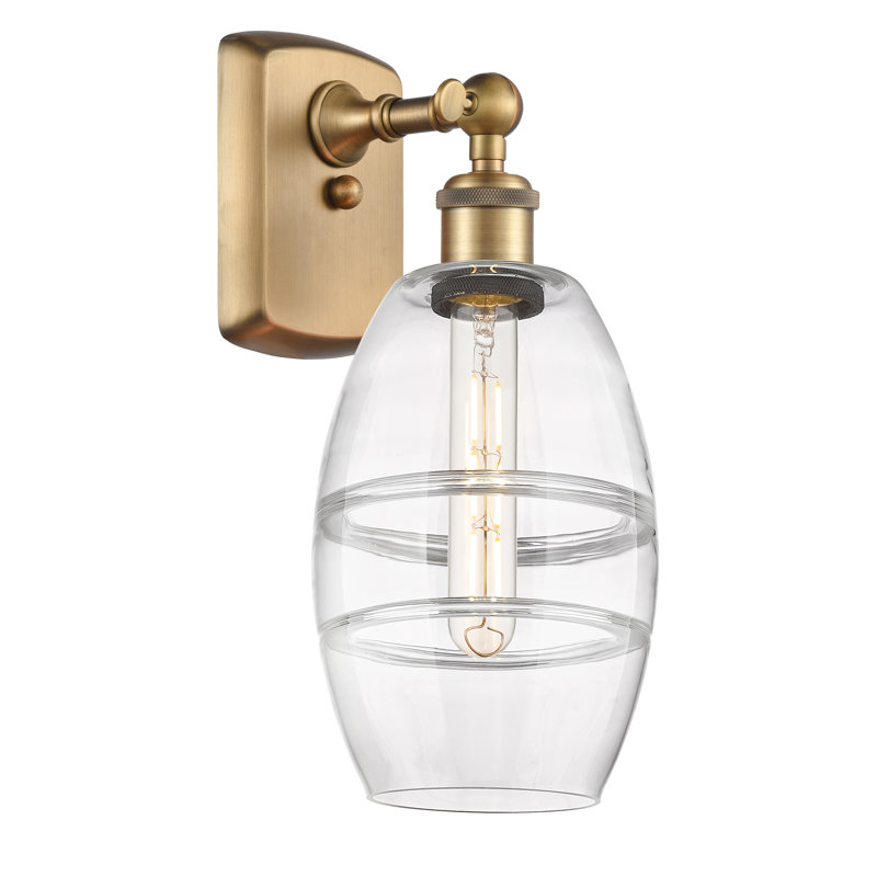 Applique murale en acier Bettylou, Laiton brossé, H 9,13 po x l 5,88 po x P 7,06 po, Transparent