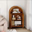 Armoire arquée sculptée à la main, rangement en bois massif avec tablette ouverte et 2 portes, parfaite pour le salon, la chambre à coucher et le vestibule