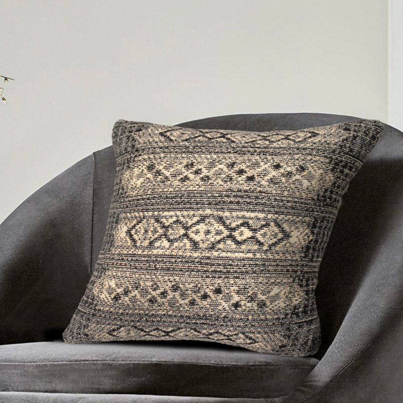 Tribal Black and White Ikat Square Indoor/Outdoor Pillow
