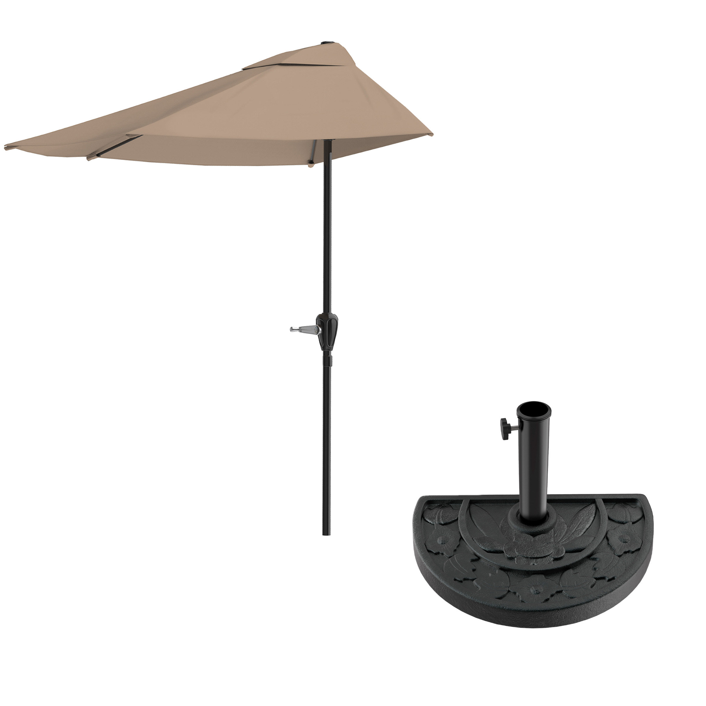 half patio umbrella with base Galtech 772 The new Half Round Porch Umbrella by Pure Garden will enhance your balcony dcor while providing quality sun protection 9' Half Outdoor Patio Market