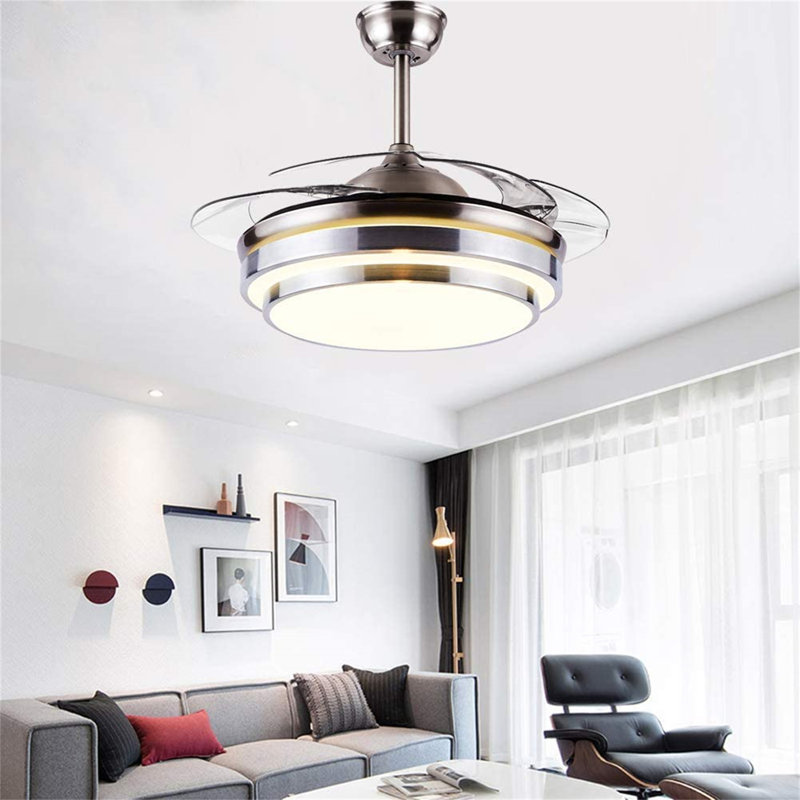 Ventilateur de plafond invisible de 42 pouces à 3 lumières à pales rétractables Ardle