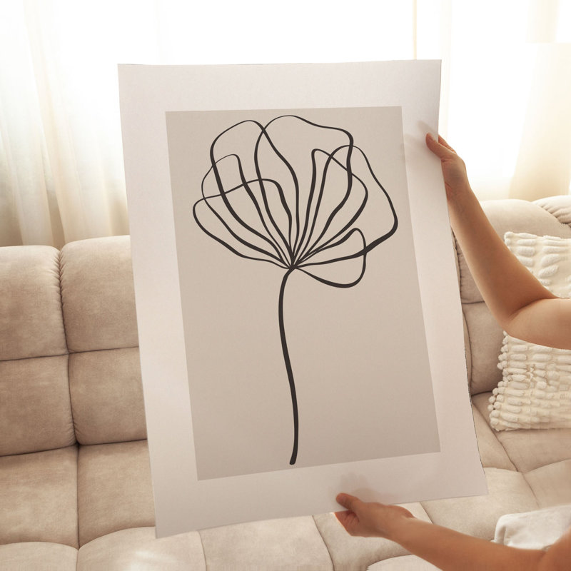 Floral beige, reproduction d'art moderne sans cadre, H 16 po x l 12 po