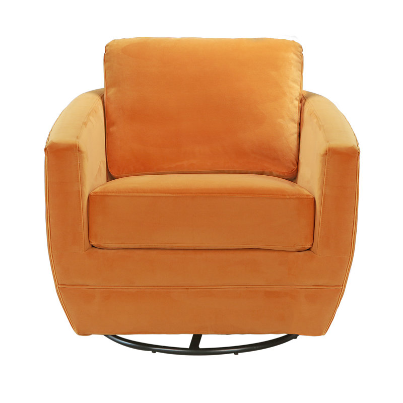 Marigold Velvet Barrel Swivel Chair with Metal Base
