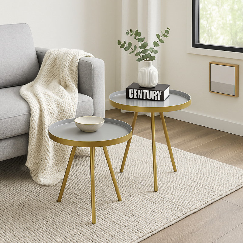 Chaney Tray Top Nesting Tables, Grey
