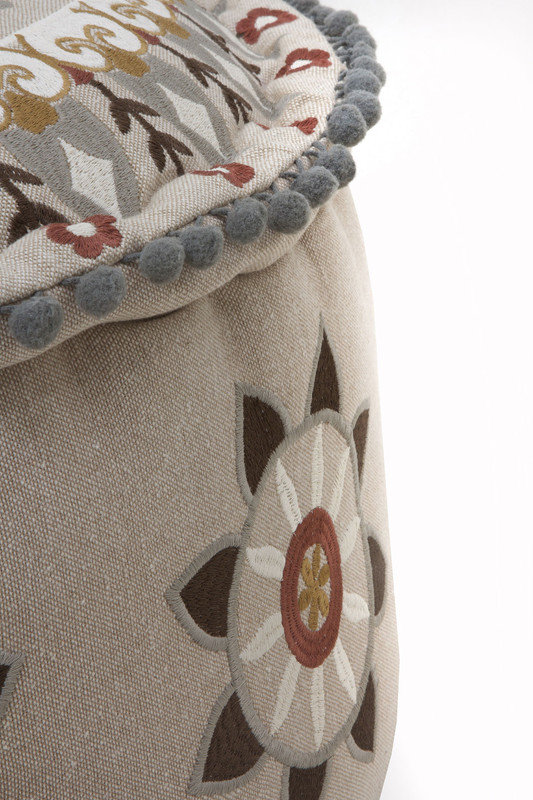 Calica 55cm Wide Round Geometric Pouffe Ottoman