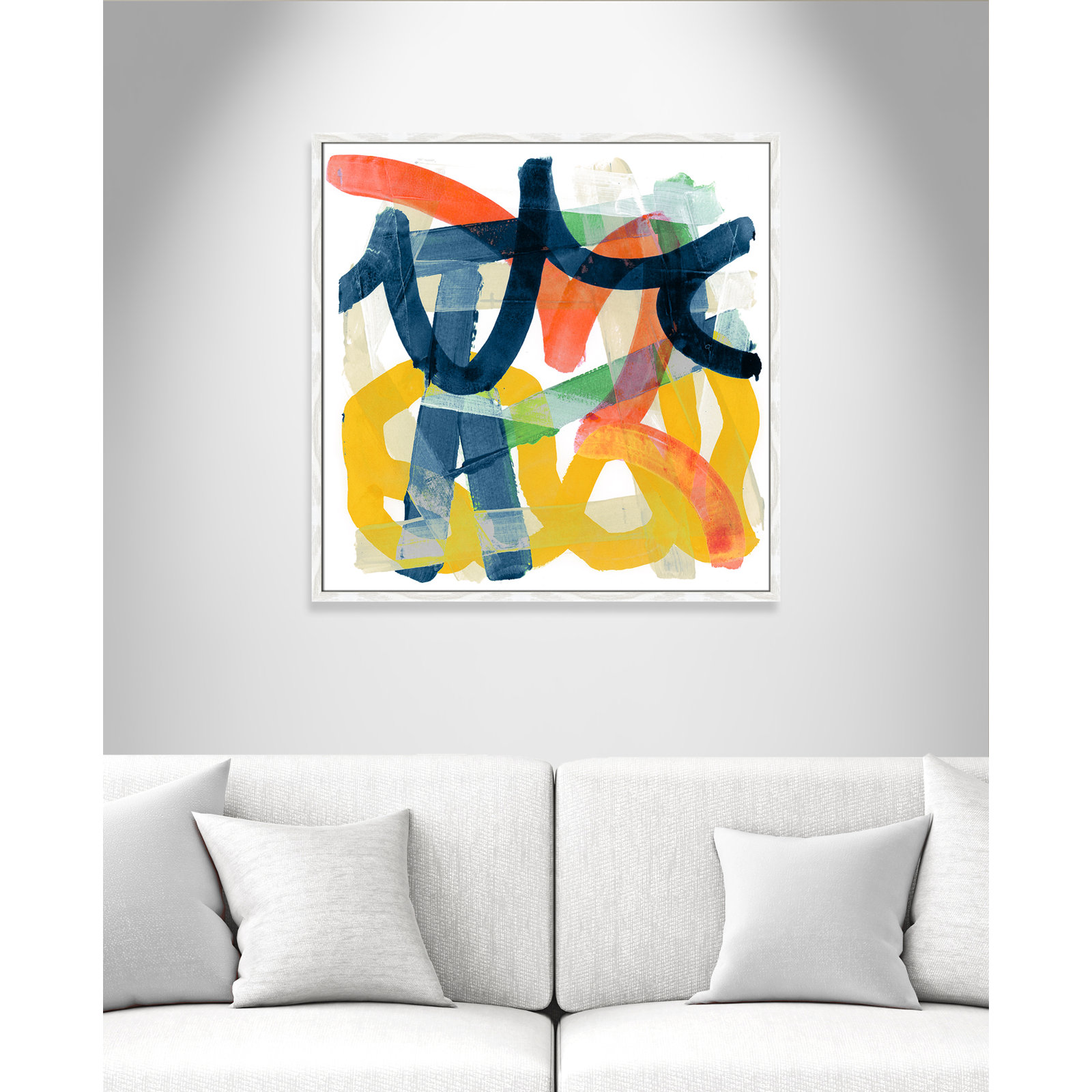 Shuffling by Cartissi - Picture Frame Painting, White Framed, 32" H x 32" W x 0.75" D