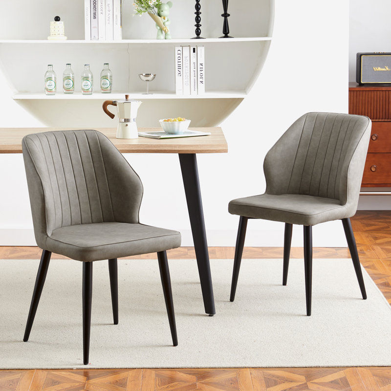 Upholstered Metal Dining Chair, Grey