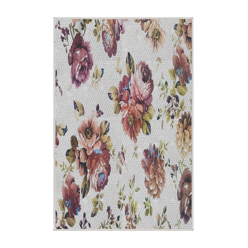 Tapis rouge à motif floral Mea, Rectangle 2 pi x 3 pi