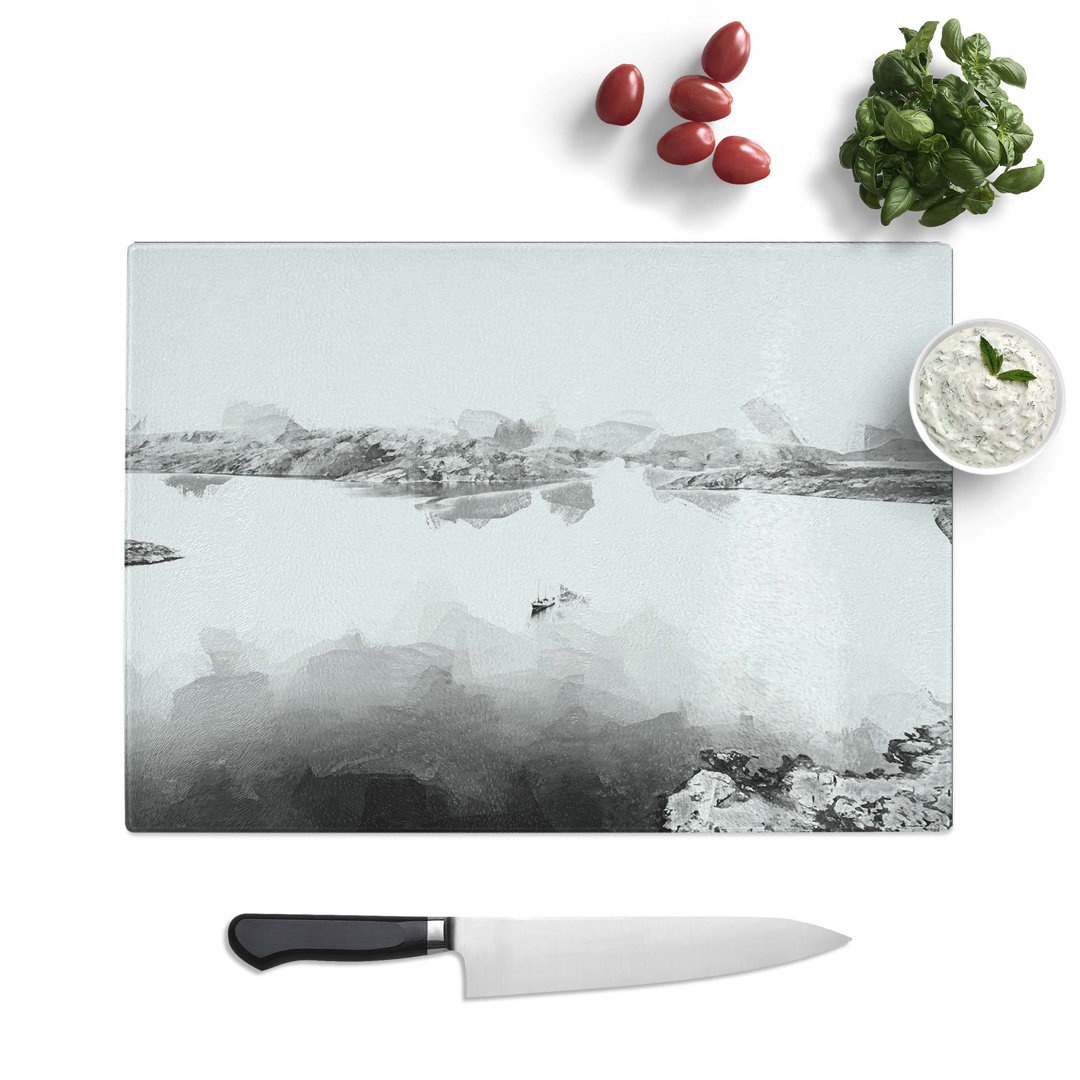 Tempered Glass Boat on the Lake Chopping Board