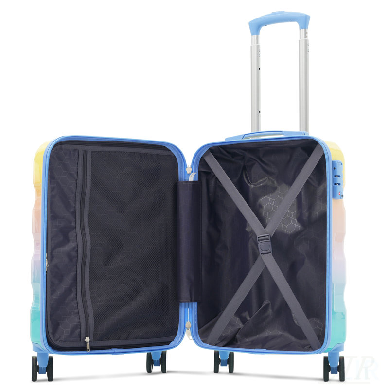 Bagage à main 20 pouces avec porte-gobelet - Valises rigides et lustrées, serrure TSA, roulettes, ensemble de 2 pièces