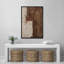 Style Mid-Century brun foncé, formes abstraites neutres, grand cadre rustique, décor minimaliste M20-101791375-101791377-119461018