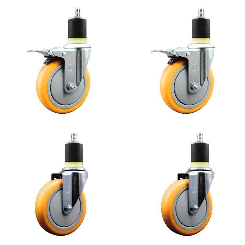 Ensemble de roulettes extensibles en polyuréthane à tige pivotante de 5 pouces en acier inoxydable 316SS de 1-7 / 8 pouces