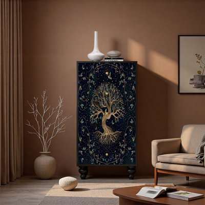 Armoire décorative à cinq tiroirs en bois de frêne