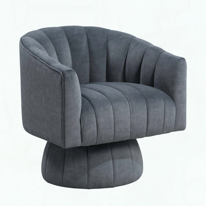 Fauteuil demi-tonneau pivotant en velours gris foncé, Gris foncé