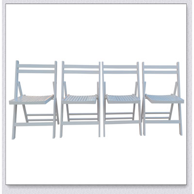 Furniture Slatted Wood Folding Special Event Chair - White, Set of 4