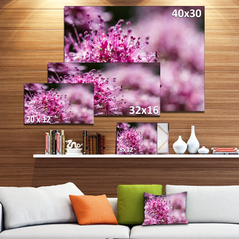 Bright Pink Little Flowers Canvas Wall Art on Solid Wood Frame