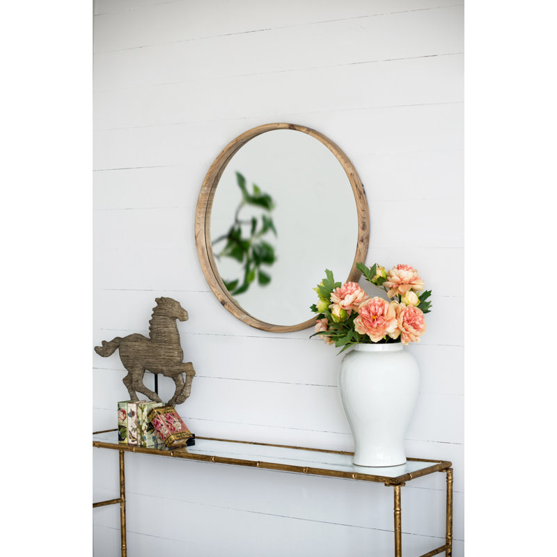 Miroir mural rond Krenar, 27,5 po x 27,5 po, Bois