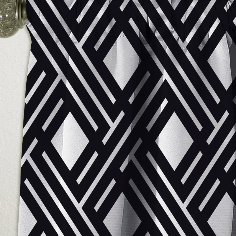 Monogramme à motif géométrique II - Rideau simple occultant moderne Mid-Century, L 52 po x L 108 po