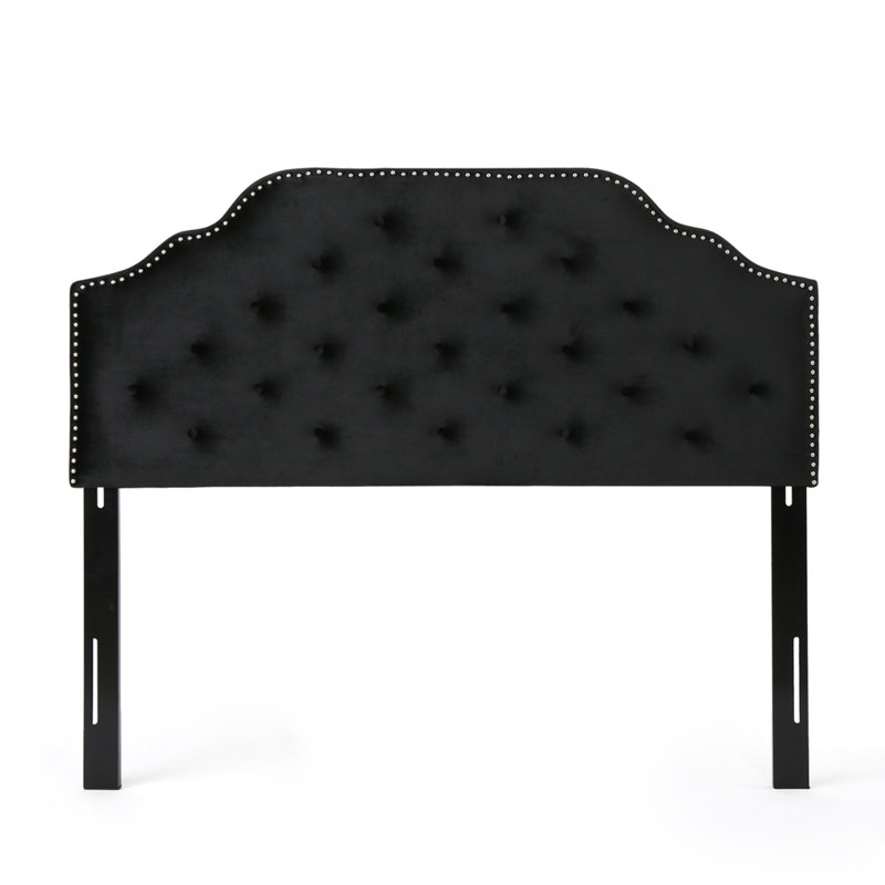 Tufted Upholstered Headboard With Durable Metal Legs, Black