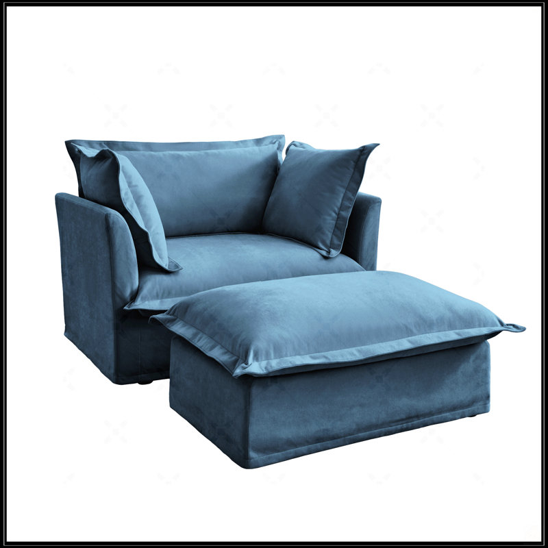Fauteuil rembourré avec housse avec repose-pieds