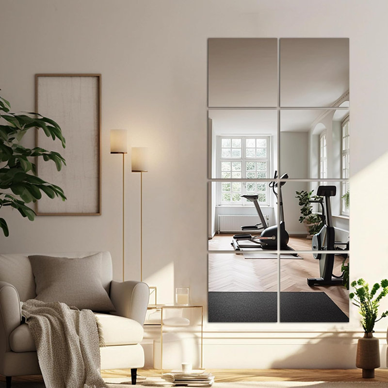 Wall Mirror Tiles, Glass Frameless Body Mirror, Over The Door Mirror For Bedroom (4PCS), 22" x 22"
