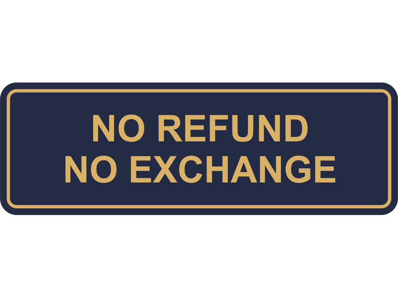Signe standard sans remboursement ni échange (or noir) - grand, H 1 po x l 6 po x P 2 po, Bleu marine/doré
