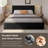 Velvet Upholstered Platform Bed With Metal-Framed Headboard, Dual Wall Lamps And Bedside Tables, No Box Spring Needed-997239350-997239336