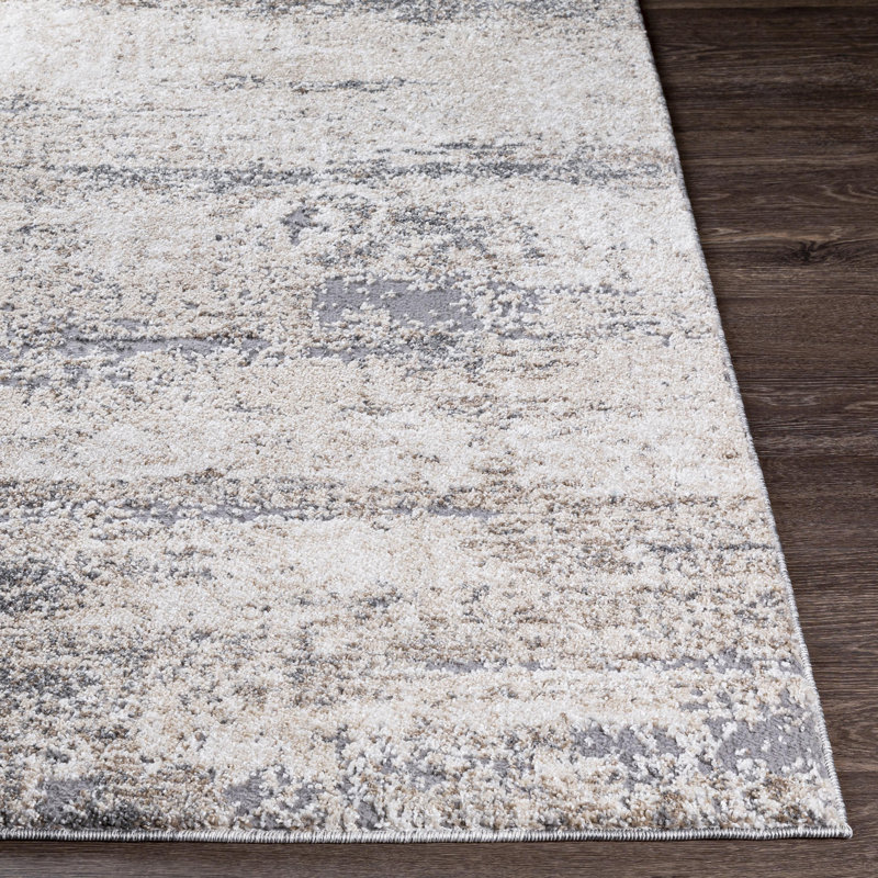 Tapis gris/zone kaki abstract Aderyn, Rectangle 6 pi 7 po x 9 pi