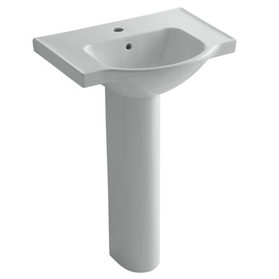 Veer™ Ceramic Pedestal Bathroom Sink with Overflow