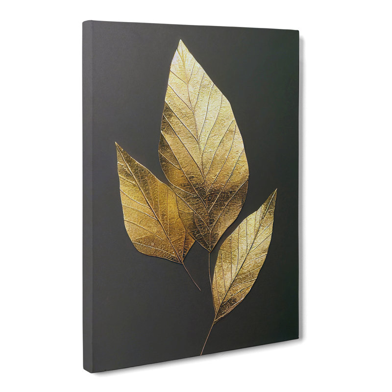 Emest Ivy Leaf Gold Vol.1 - Wrapped Canvas Print, 60cm H x 40cm W x 3cm D