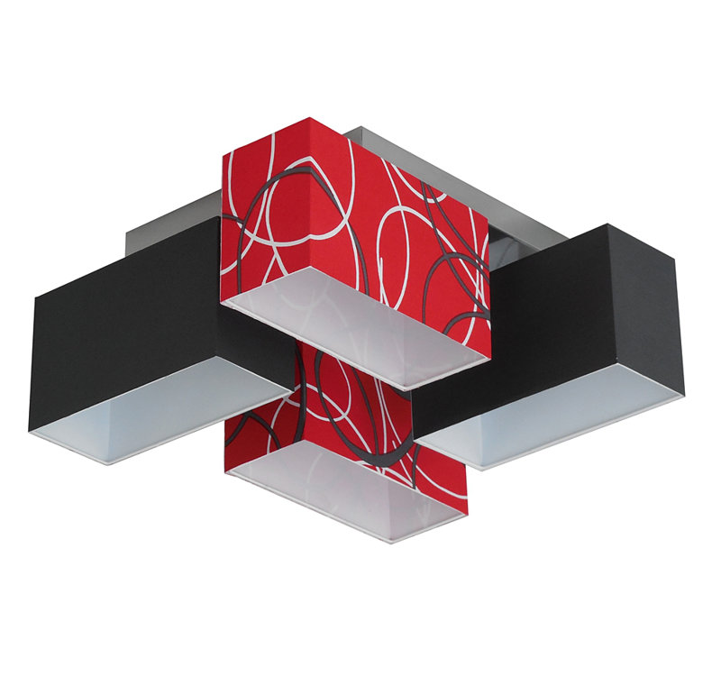 Seaton Semi Flush Mount, Rot/Graphit, Silber