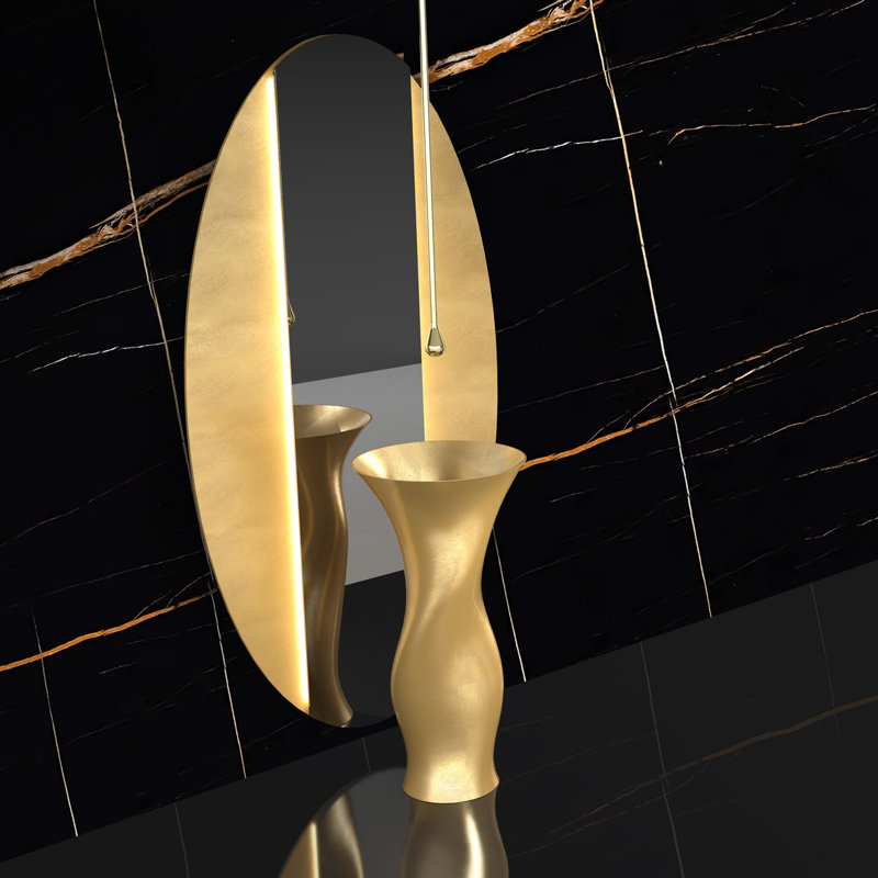Delfo 17.7'' L Bathroom Sink, Gold Leaf