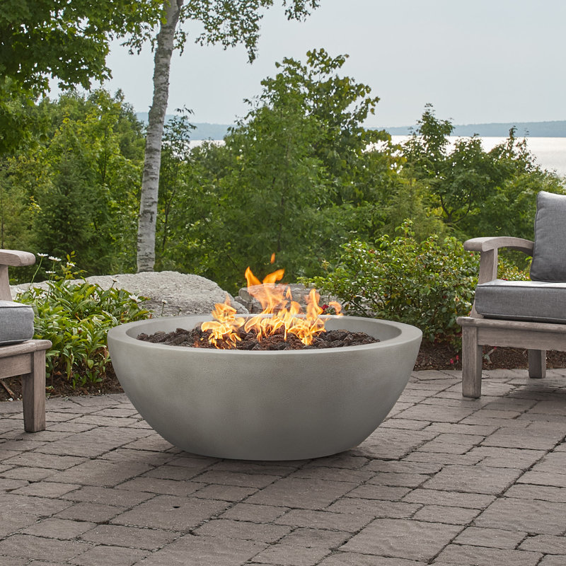 Eldora Round Concrete Fire Pit by Jensen Co, Shade, 14" H x 38" W x 38" D, Natural Gas
