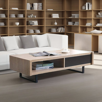 Table basse 47,2 "Mid-Century Modern - Bois de frêne massif avec pieds en métal