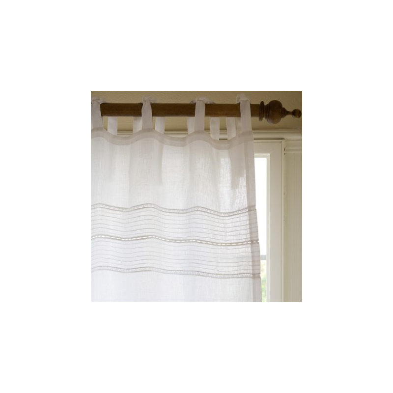 Shelton Linen Solid Sheer Tab Top Single Curtain Panel, 42"W x 84"L, White