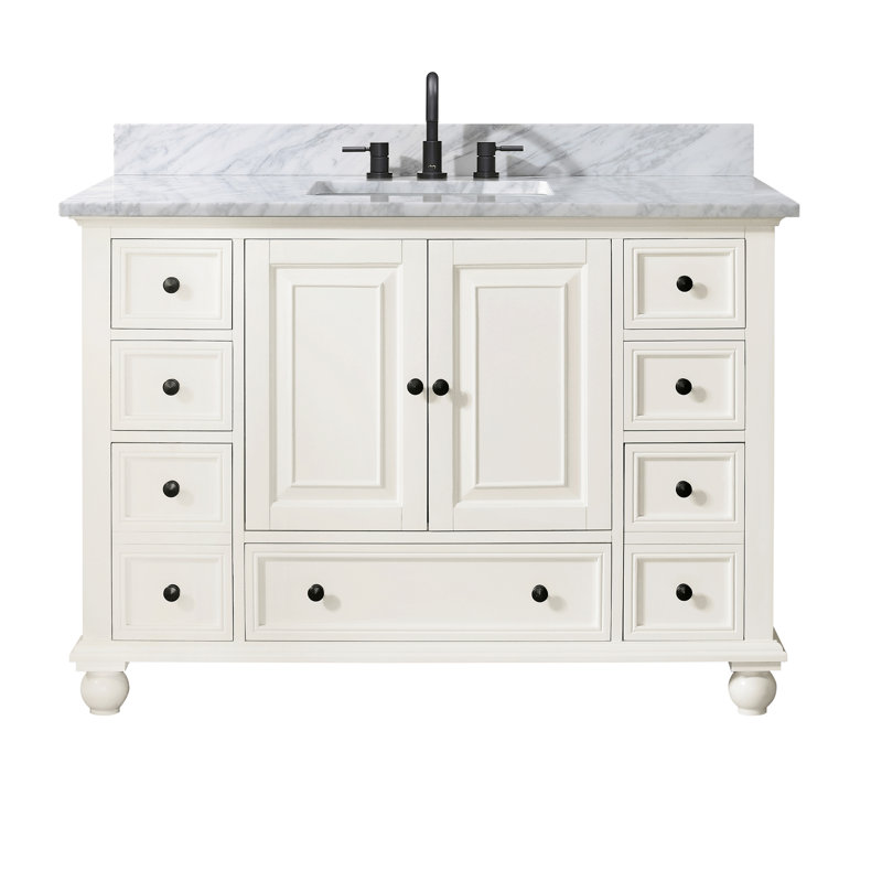 Ensemble de meuble-lavabo simple l 49 po x P 22 po x H 35 po Sandborn, Blanc de Carrare, Blanc français