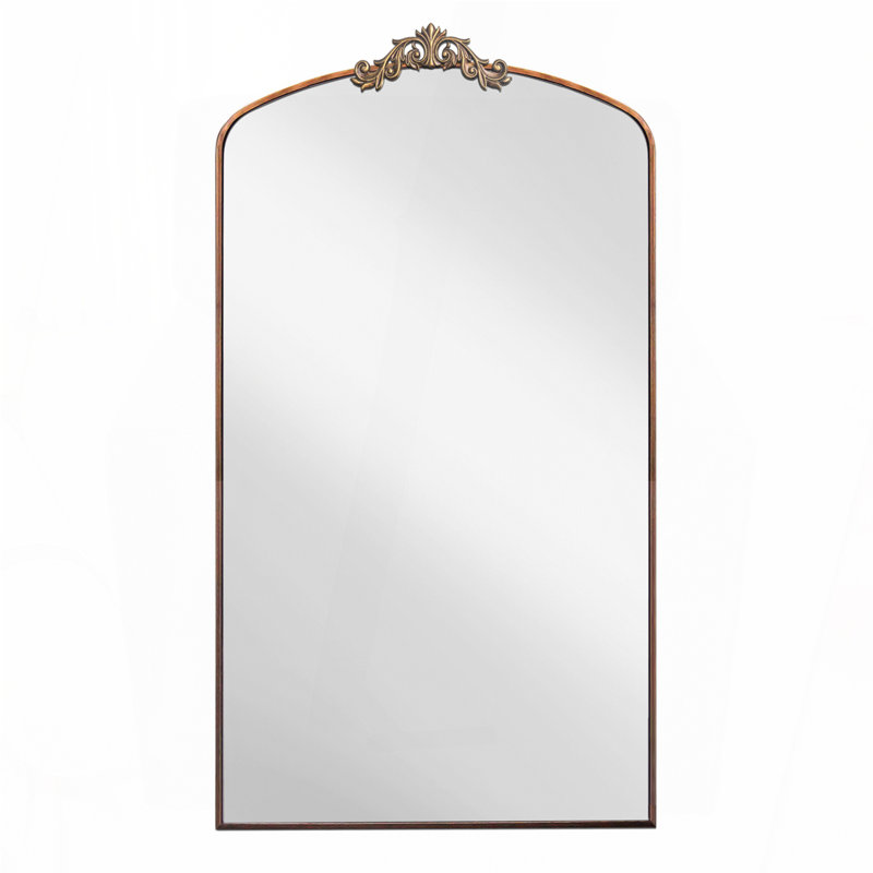 Full Length Mirror 36x66 Inch Vintage Ornate Arched Floor Mirror Metal Framed Mirror Dressing Mirror Oversized Wall Mirror, for Entryway, Living Room, Bedroom, Clothing Shop