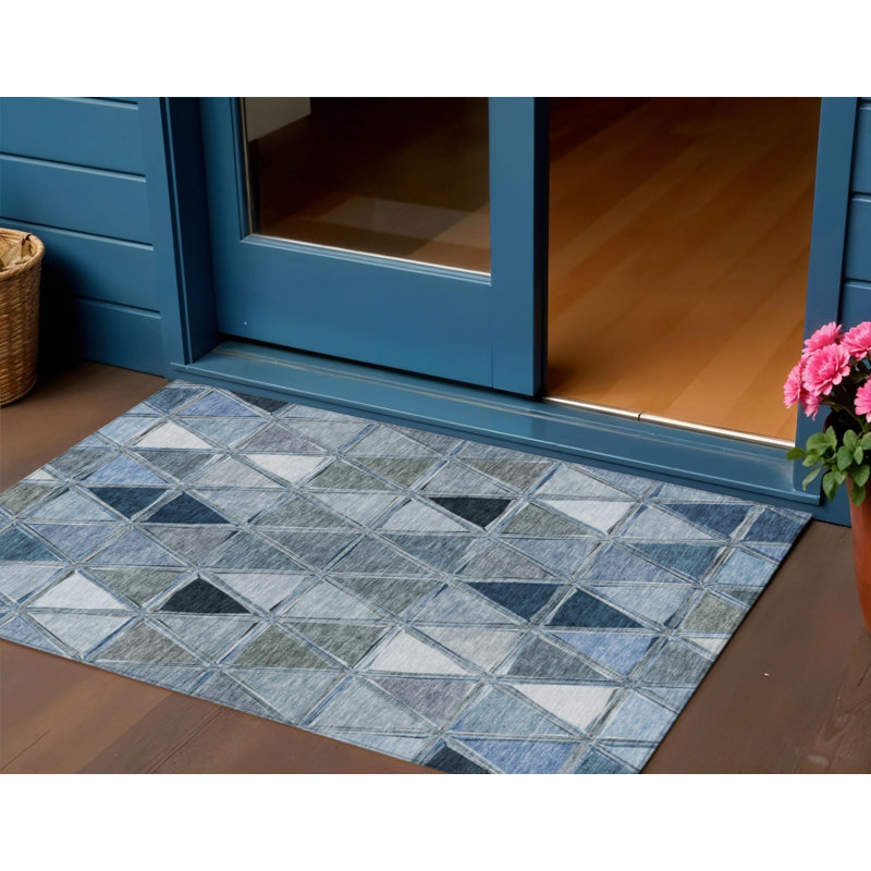 Washable Geometric Indoor / Outdoor Rug