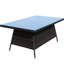 Table de salle à manger de patio rectangulaire avec cadre en aluminium et verre transparent, brun, résistant à l'eau et aux intempéries