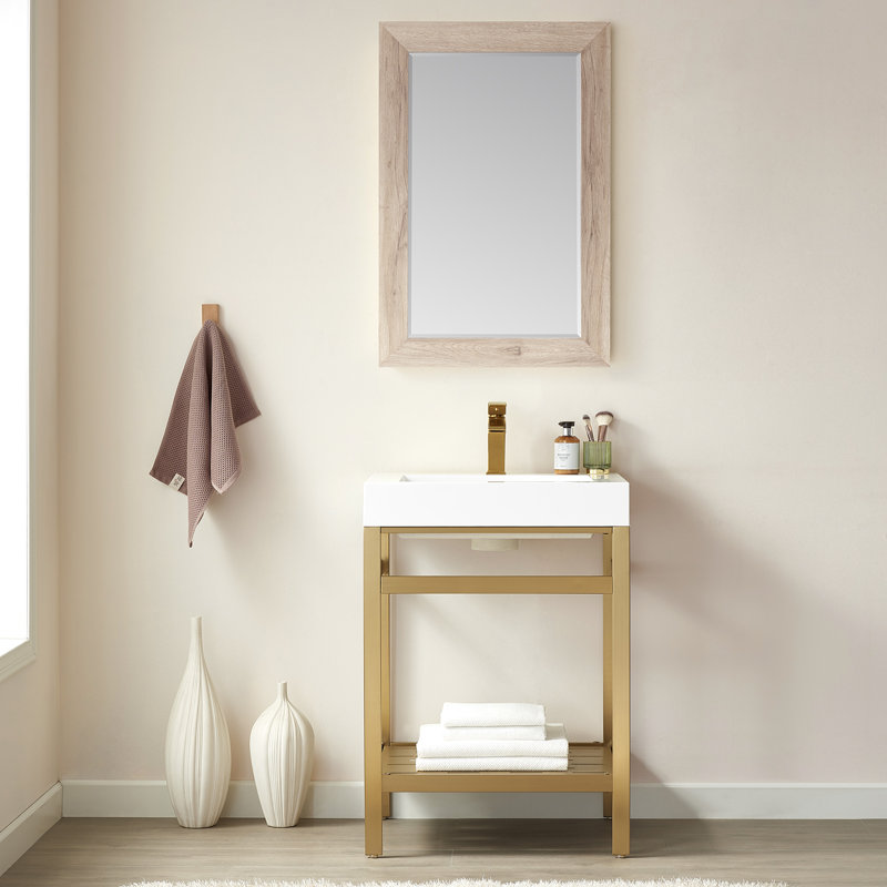 Engineered Wood Flat Wall Mirror, Mexican Oak, 36" x 24"