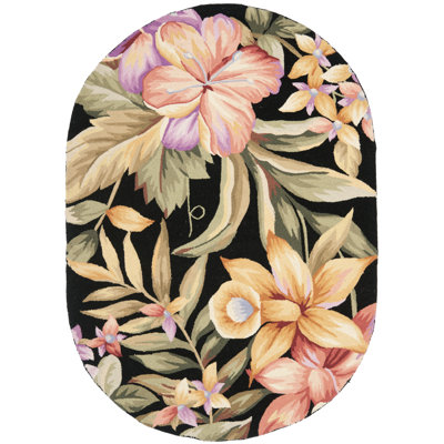 Tapis floral en laine crocheté à la main Hogle