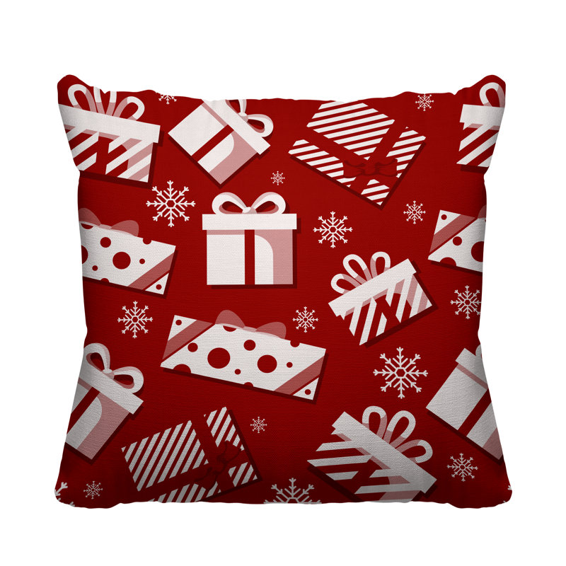 Coussin intérieur / extérieur Christmas Gift, L 19 po x H 19 po, Rouge