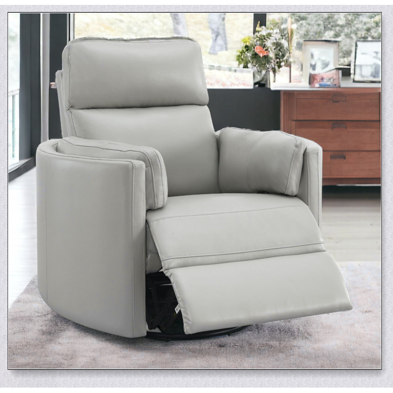 Fauteuil inclinable oscillant en similicuir gris Sagen avec siège pivotant, confortable et élégant pour la vie moderne