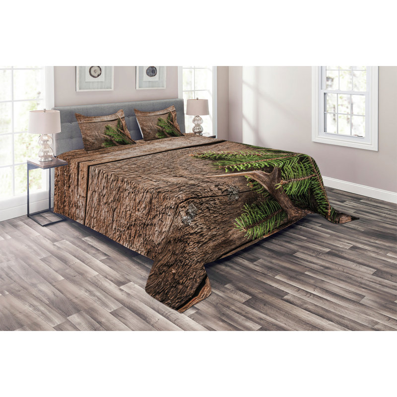 Rustic Polyester Coverlet, Queen Bedspread + 2 Shams
